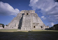 Pyramid of the Magician at Uxmal Ruins - uxmal mayan ruins,uxmal mayan temple,mayan temple pictures,mayan ruins photos